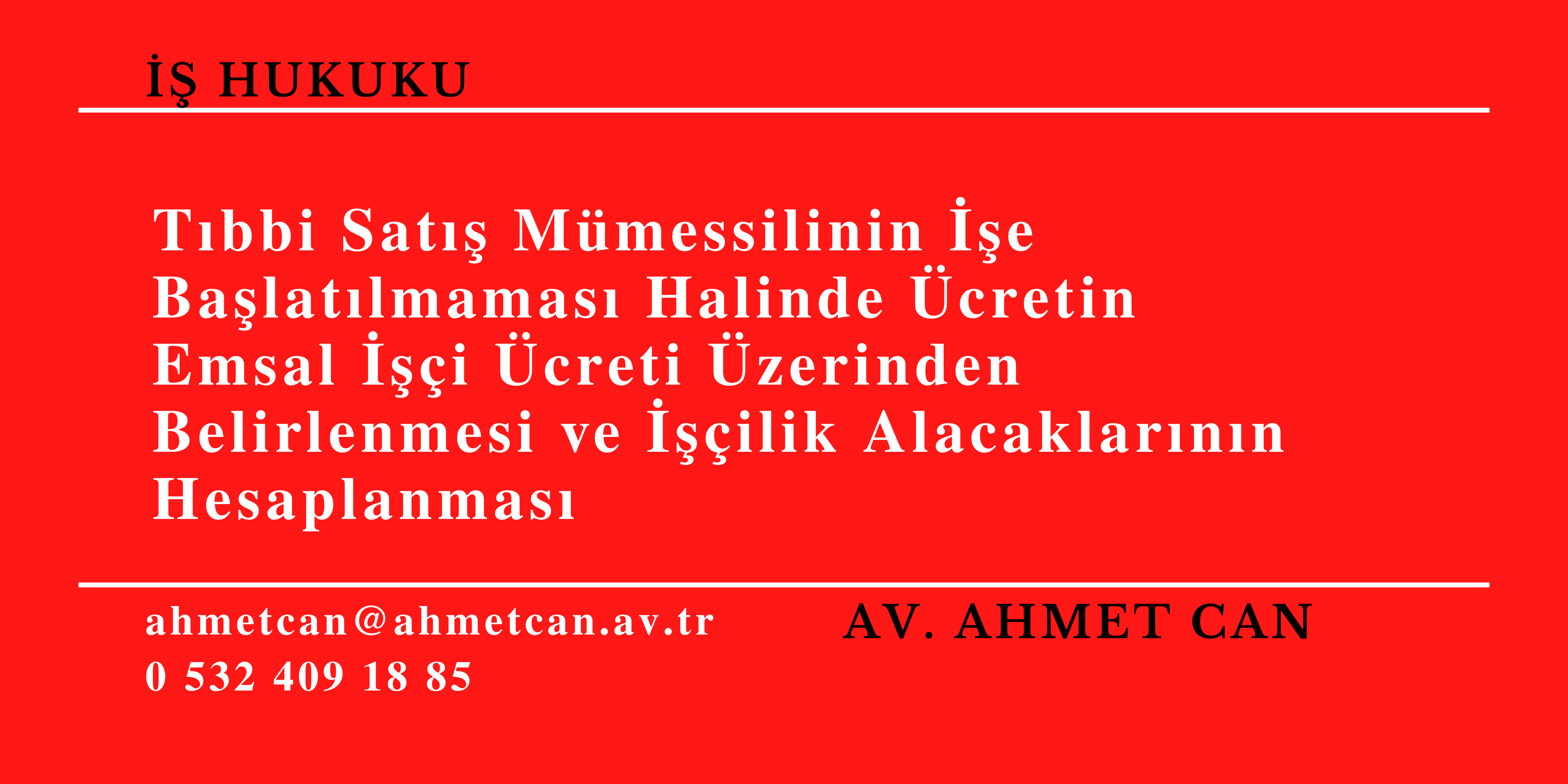 T�bbi Sat�� M�messilinin ��e Ba�lat�lmamas� Halinde �cretin Emsal ���i �creti �zerinden Belirlenmesi ve ���ilik Alacaklar�n�n Hesaplanmas�